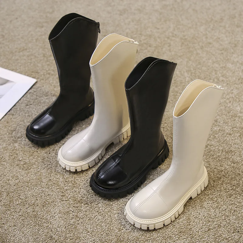

New Children High Boots Girls Performance Fashion Martin Boots Princess Autumn Breathable Zop Student Casual Kids Shoes 02A
