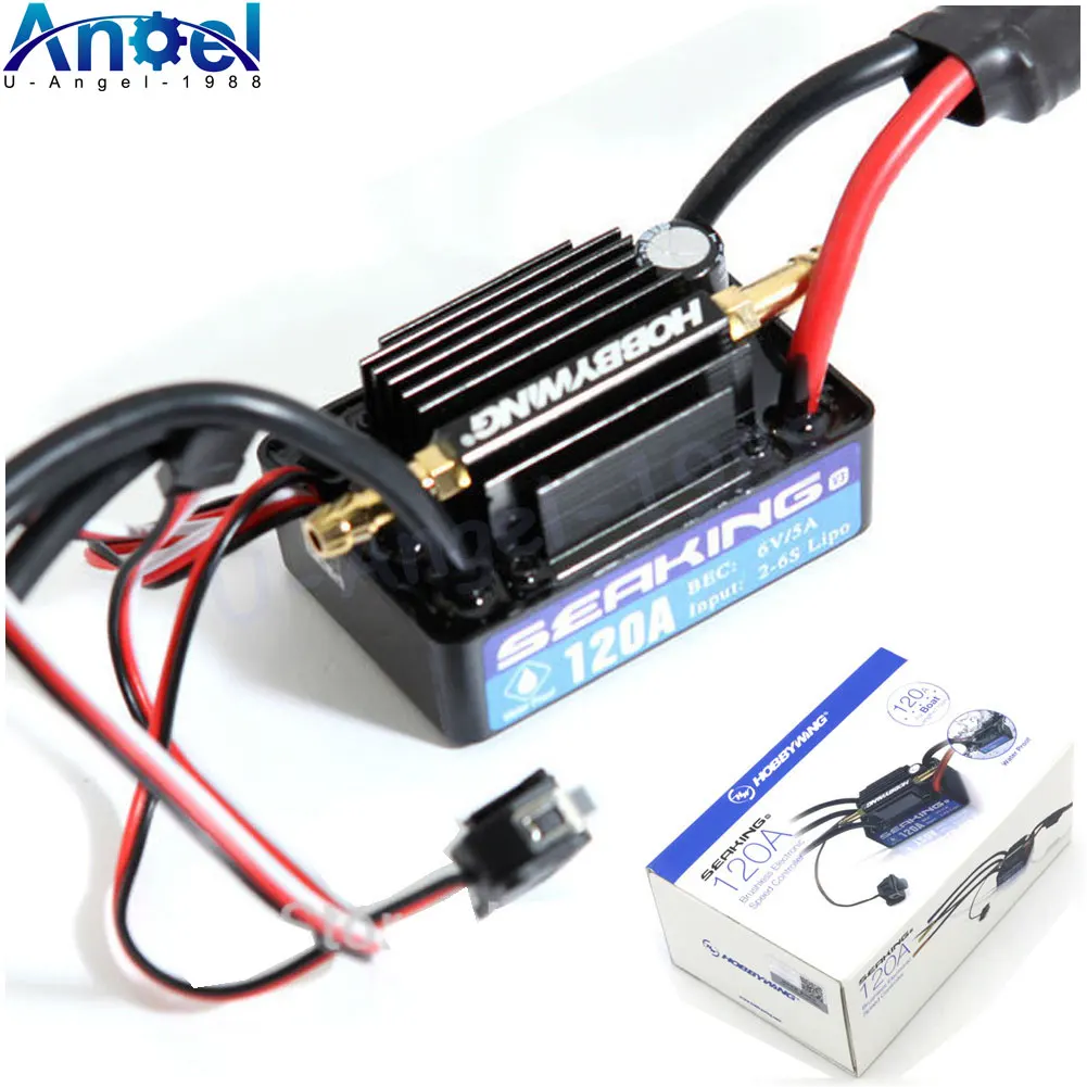 

Hobbywing SeaKing V3 Waterproof 120A 2-6S Lipo Speed Controller 6V/5A BEC Brushless ESC for RC Racing Boat