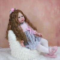 70 cm reborn baby doll 3d paint soft silicone with vein for girl long hair princess toddler dress up art bebe with cloth body