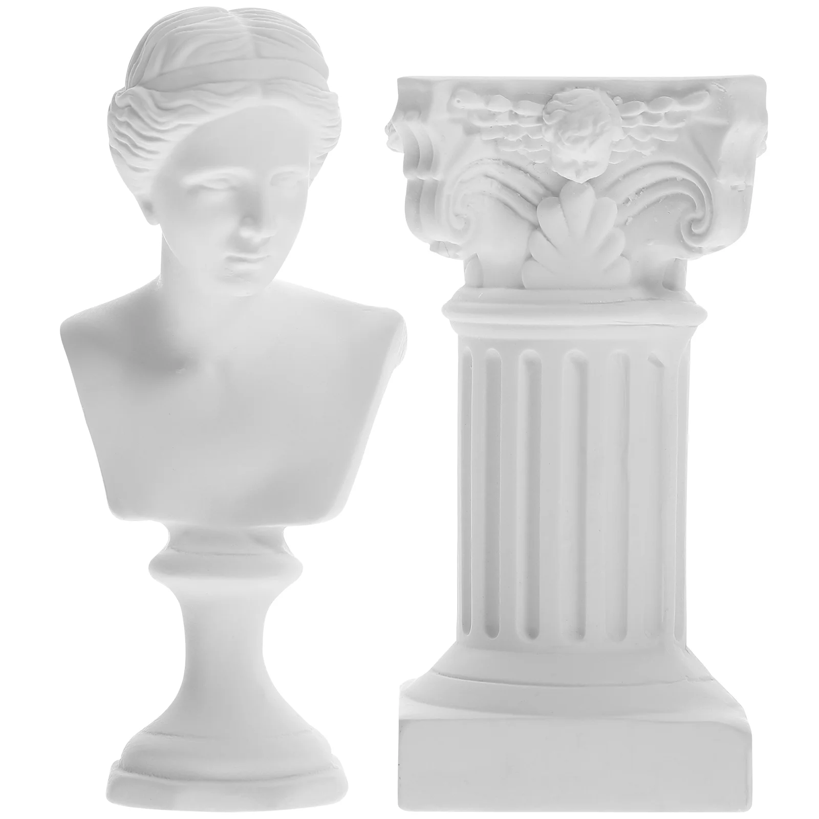 

Greek Statue Bust Resin Mythology Sculpture White Roman Pillars Greek Columns David Head Artist Figurine Roman
