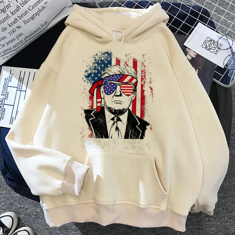 

trump 2024 hoodies women Korea printed female pullover clothing Ulzzang Korea