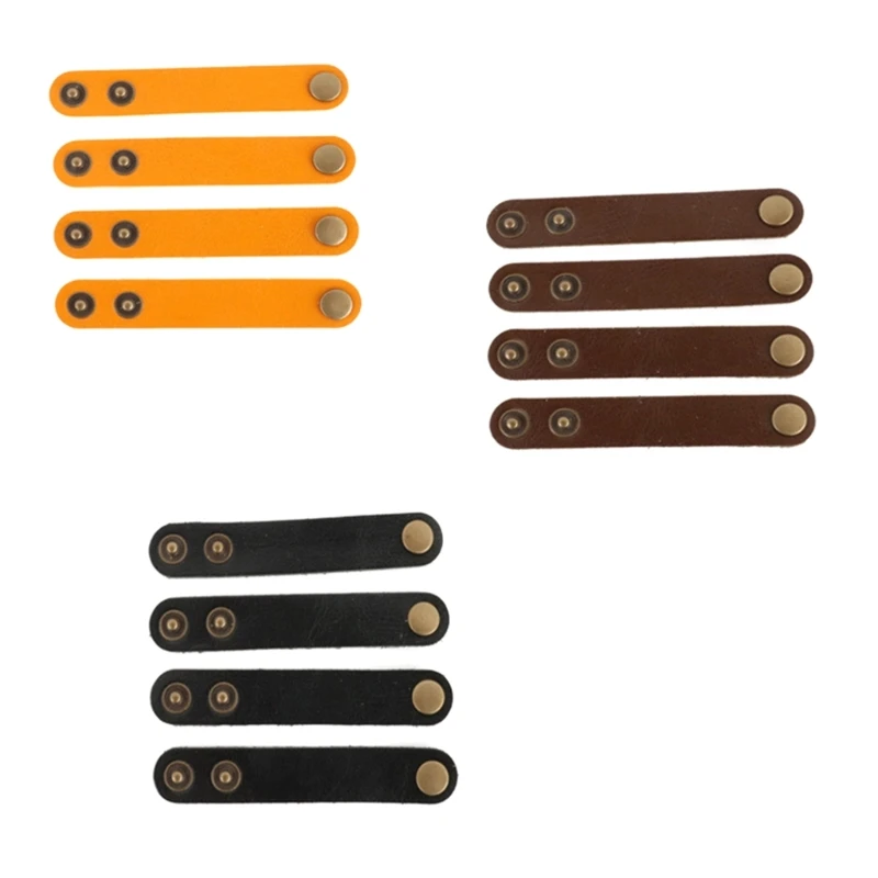 

F1CF 4Pcs Leather USB Cord Organizer Data Cable Keeper Soft Charging Cable Wrapper