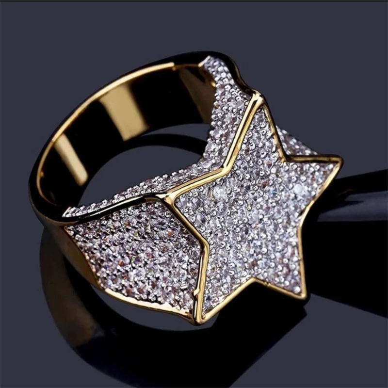 

Fashion Luxury Gold Colors Geometry Rings for Men Trendy Metal Inlaid Rings Men White Stone Wedding Engagement Jewelry