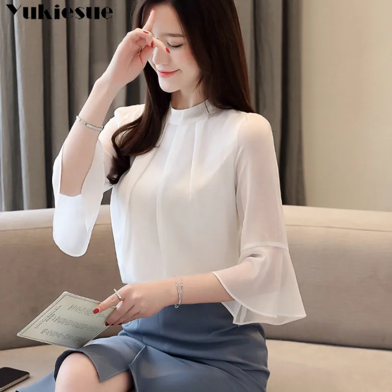 Белая женская рубашка с коротким рукавом и оборками блузка для женщин женские