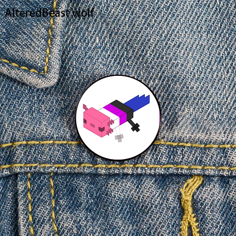 

Cute Genderfluid Pride Axolotl Pin Custom Funny Brooches Shirt Lapel Bag Cute Badge Cartoon enamel pins for Lover Girl Friends
