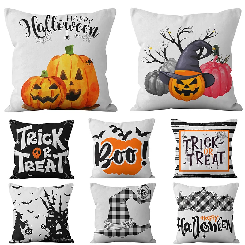 

Home Decor Happy Halloween Pillowcase Pumpkin Witch Print Polyester Pillowcase For Bedroom Living Room 45x45cm Funda de almohada
