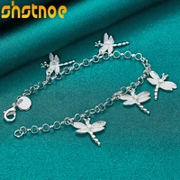 925 sterling silver five dragonfly chain bracelet for women party engagement wedding birthday gift fashion charm jewelry