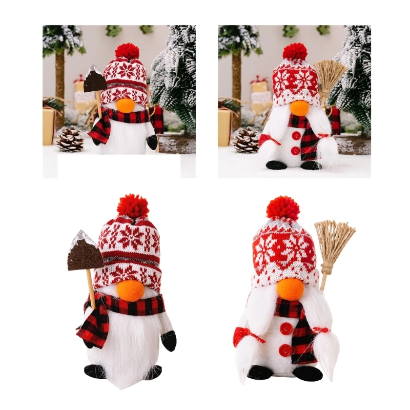 

Вязаная шапка с помпоном Пингвины Кукла Пингвины Безликий гном Орнамент на Рождество
