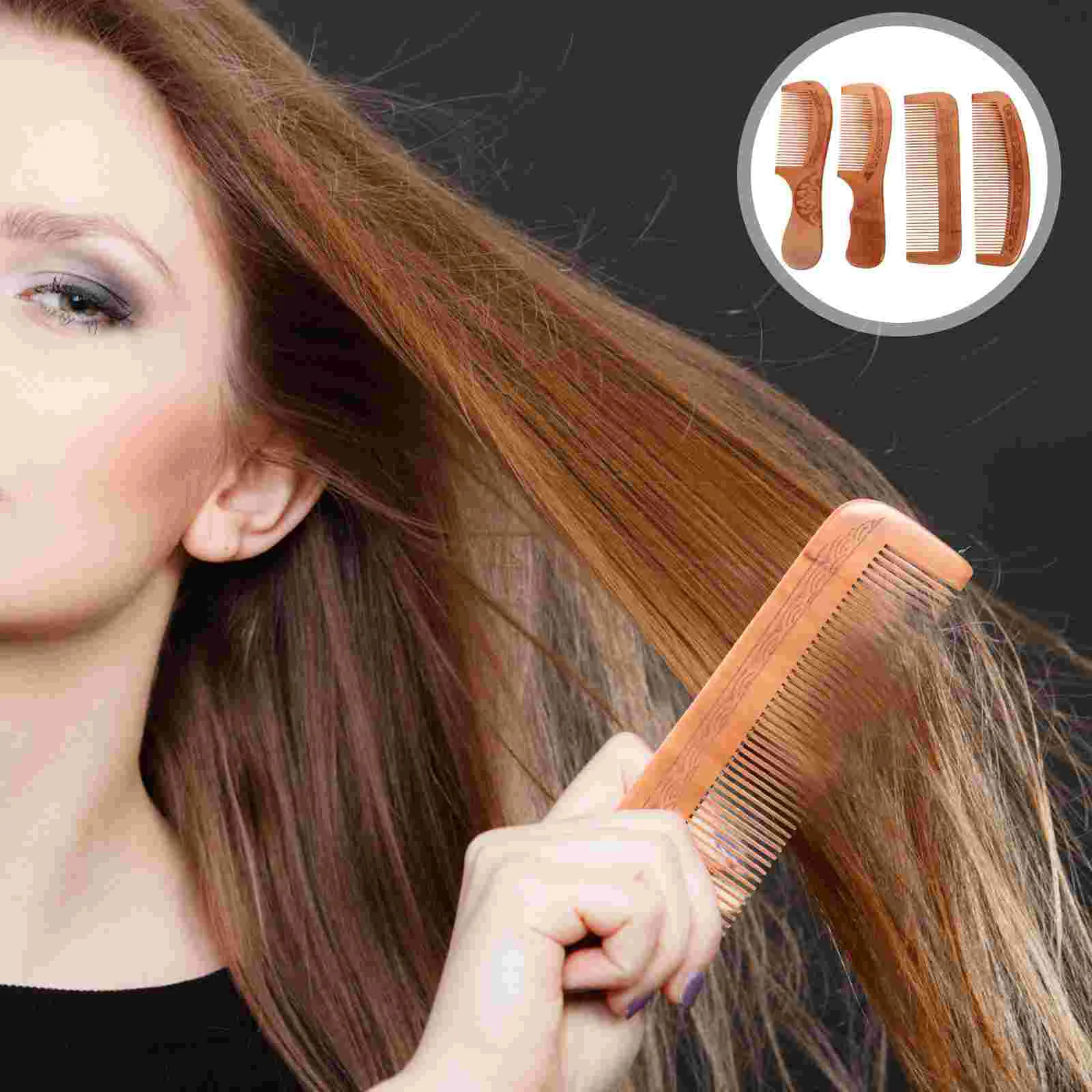 

Comb Head Woodenbrush Anti Wood Static Mustache Hand Chinese Snaghair Teeth Fine Carving Pick Beard Carved