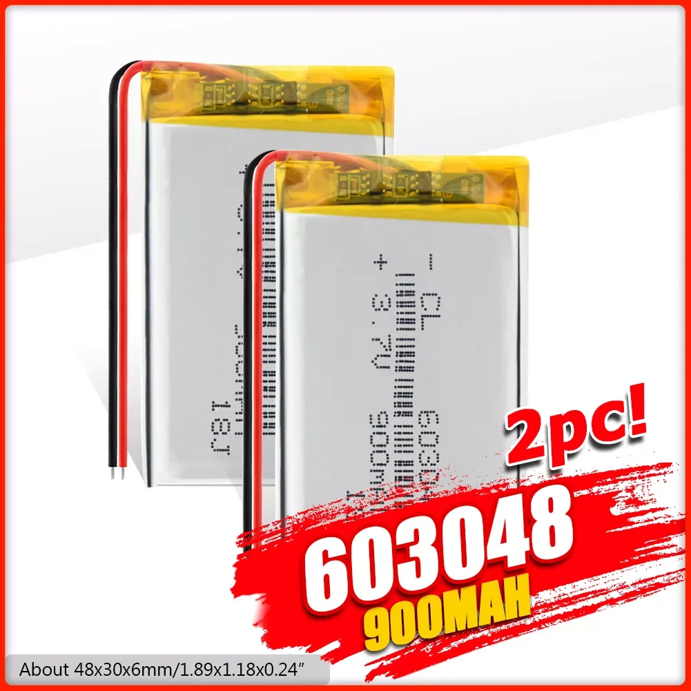 

1/2/4x 900mAh 603048 Rechargeable Battery Lithium Polymer Li-Po li ion cells For LED Light DVD GPS MP5 PDA PSP power bank