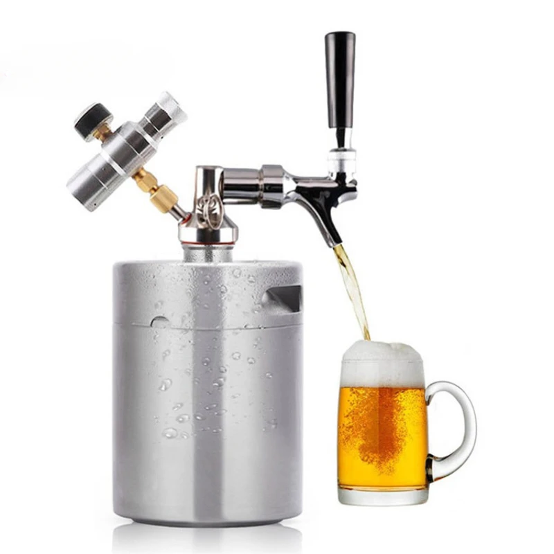 

Yun YiStainless Steel 5L Mini Beer Keg Beer Growler Recyclable Kegerator Beer Keg with Pressurized CO2 Tap System