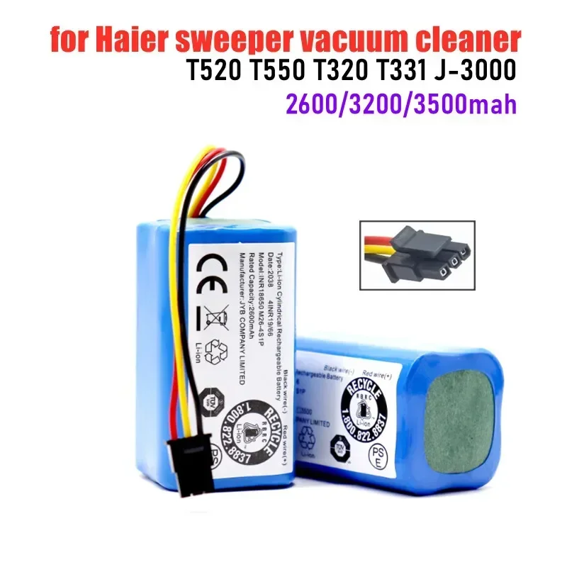 

14.4V 2600mAh lithium-ion rechargeable battery, suitable for Haier vacuum cleaner T520 T550 T320 T331 J-3000 battery pack
