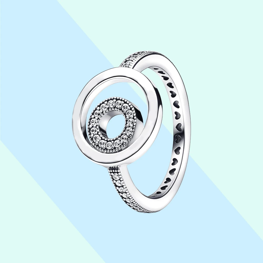 

925 Silver Multi Concentric Pavé Sparkle Ring fit for pandora Trendy Woman Anniversary Jewelry Gift