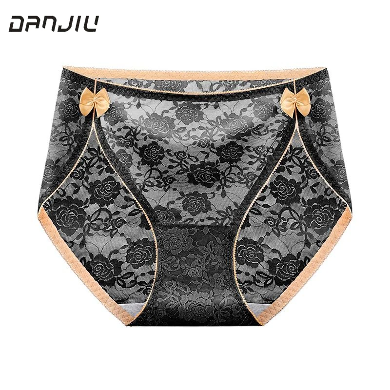 

Women Summer Low Waist Sexy Lace Retro Style Seamless Breathable Underwear Cotton See Through Elegant Panties Breifs