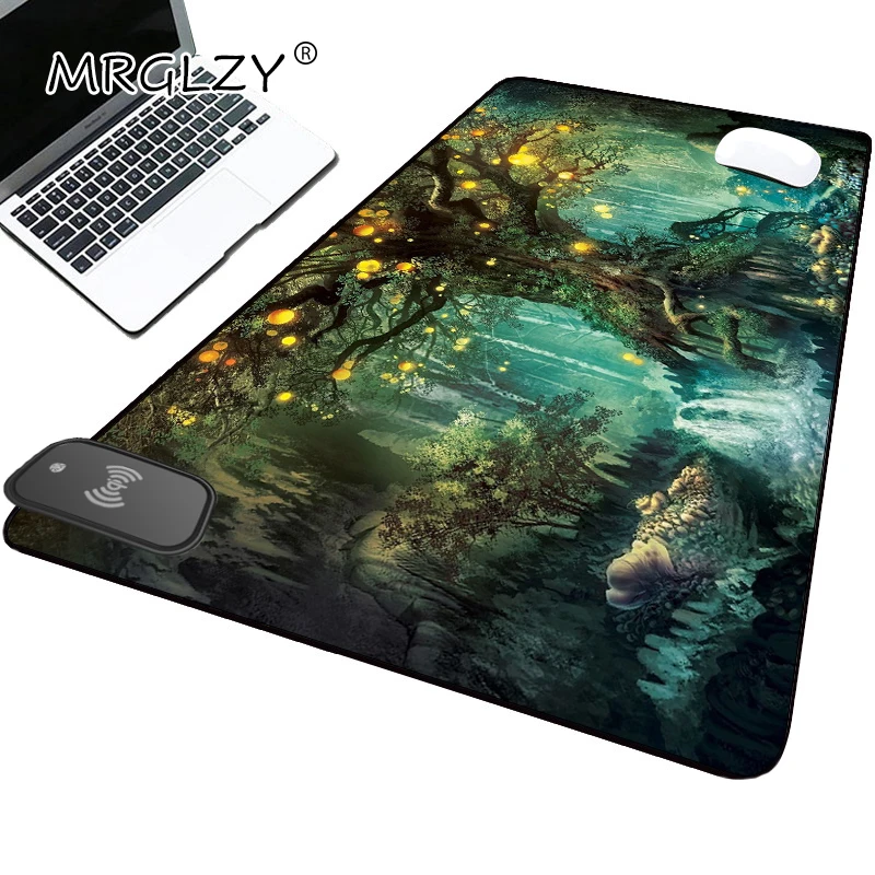 

Коврик для мыши с беспроводной зарядкой Forest Nature, игровой Настольный коврик для ноутбука, коврик для мыши, коврик для настольного компьютера,...