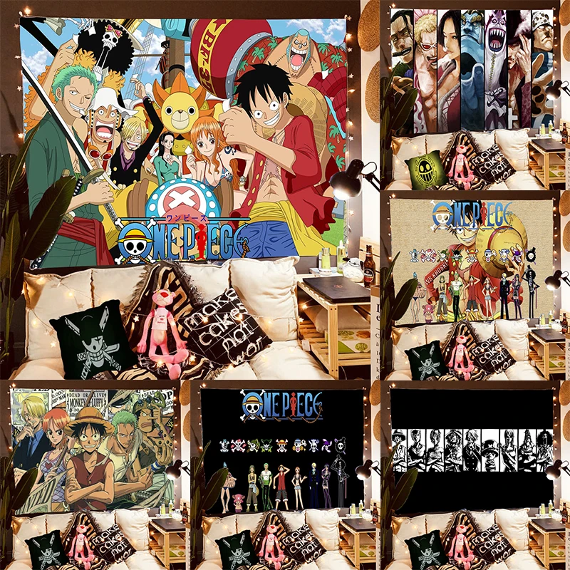 Аниме цельный гобелен на стену для вечеринки с героями мультфильмов Луффи Зоро