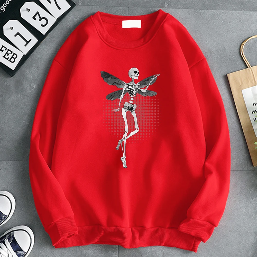 

Cottagecore Aesthetic Skeleton Fairy Mens Sweatshirt Fashion Fleece Clothing Autumn Clothing Crewneck Pullover Male Hoodies