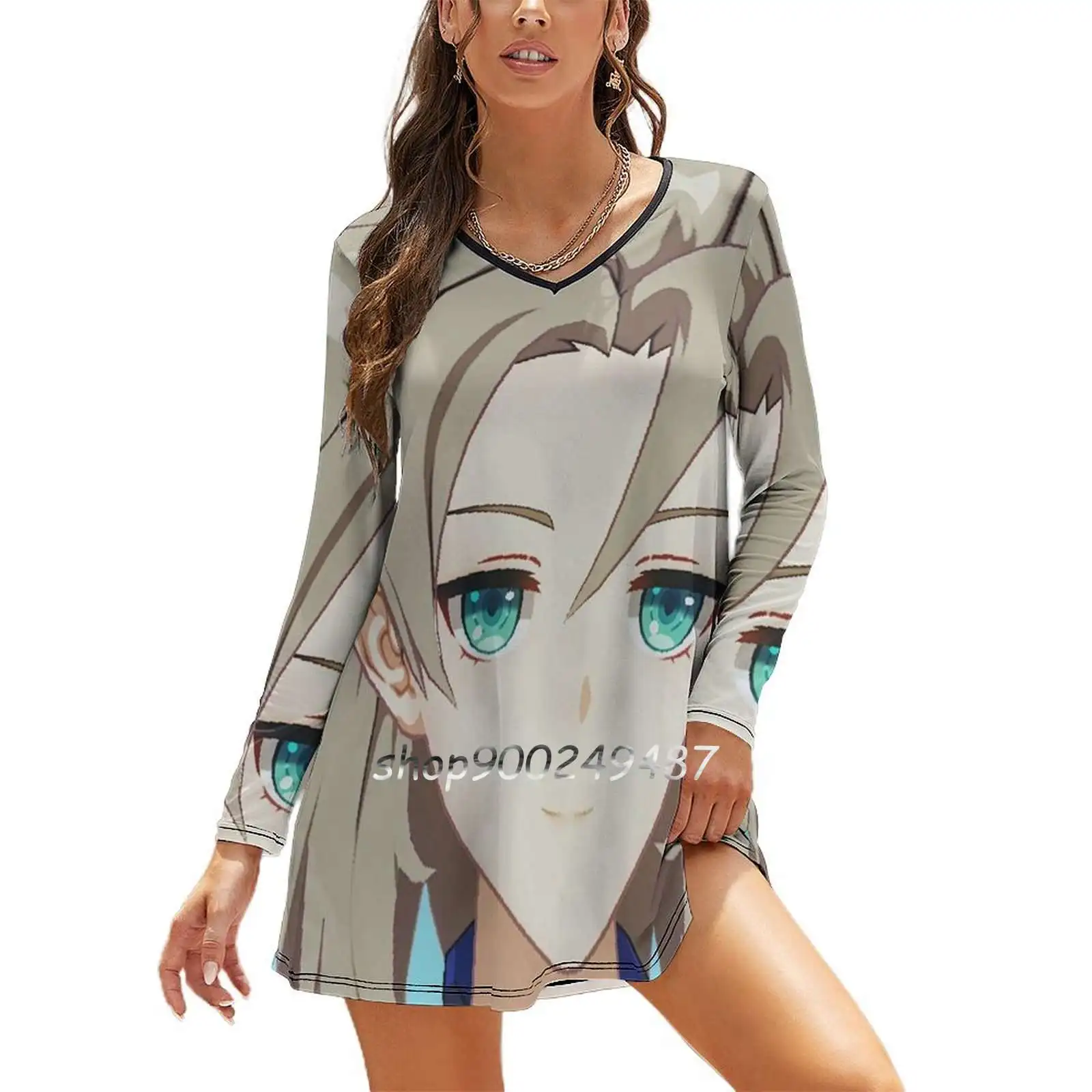 

Smug Albedo женское весенне-осеннее платье с длинным рукавом женское Повседневное платье Albedo Smug Albedo Genshin Impact