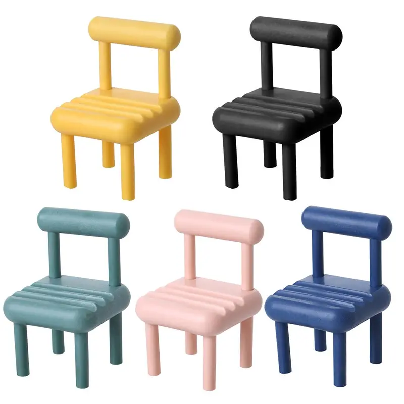 

1:12 Dollhouse Miniature Black White Mini Chair Folding Chair Armchair Model For Doll House Decor Kids Pretend Play Toys Gift