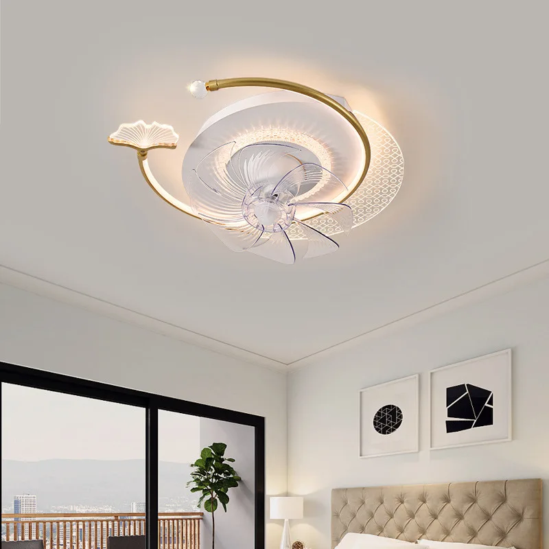 

New bedroom fan integrated ceiling light 360 degree shaking head silent fan light study light secondary bedroom fan light