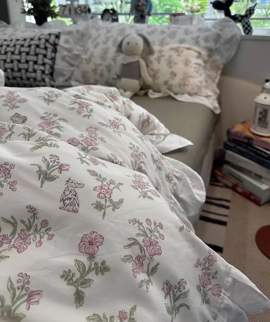 Комплект постельного белья Fairyfair с розовыми цветами односпальный двуспальный