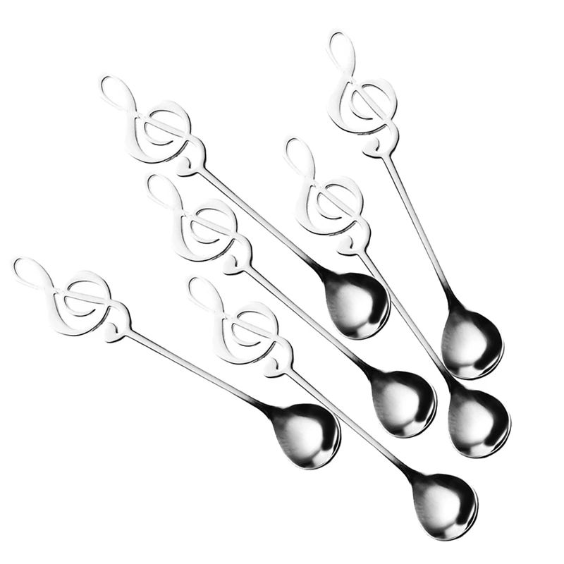 

18 Pack Cute Teaspoons Stainless Steel Musical Notation Shaped Coffee Spoons Dessert Cake Ice Cream Sugar Spoon
