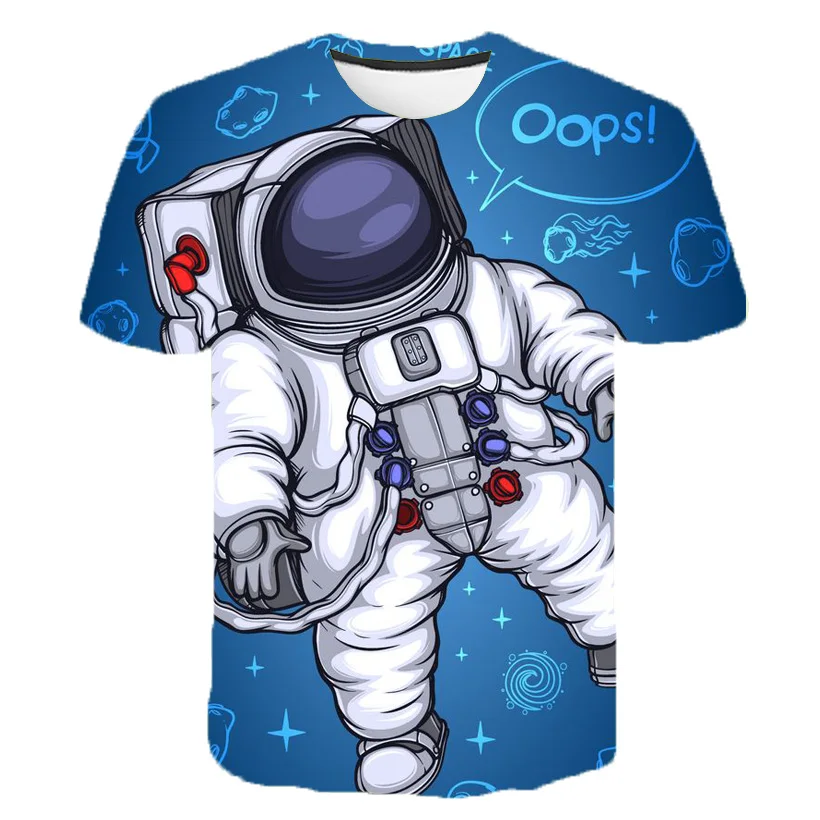 

3-14Y Summer Boys Girls Cartoon Space Rockets T-shirts Kids Costume Children Short Sleeve Tops Boy girl Tees Clothes