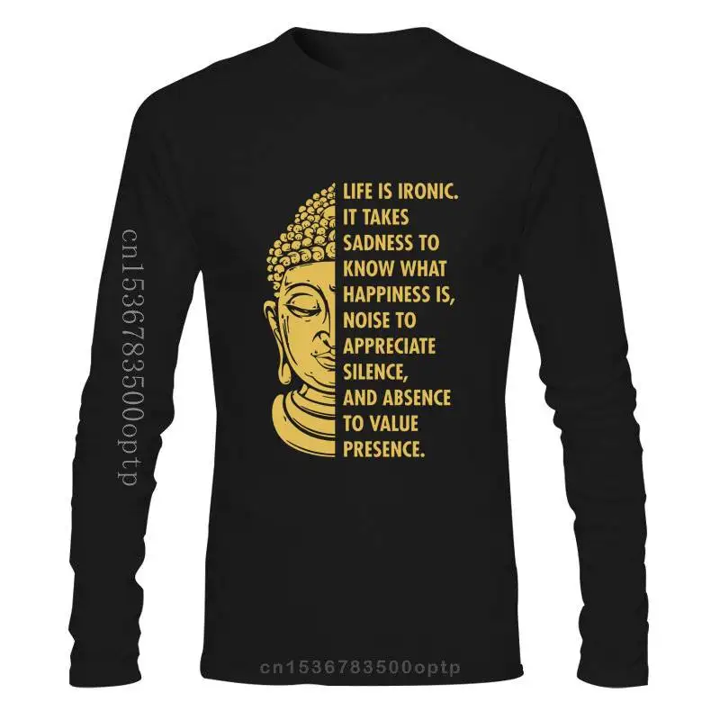 Мужская одежда Будда Буддизм жизнь ироническая печаль к счастью футболка Летняя