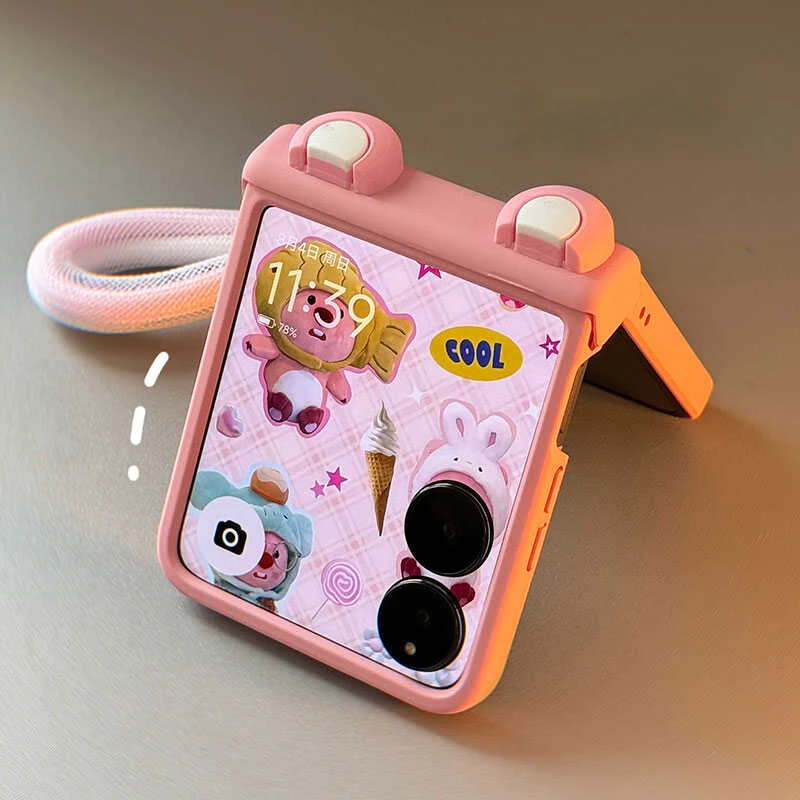 Чехол-петля с милыми ушками и ремешком на руку для Xiaomi MIX Flip MIXFlip Защитный чехол