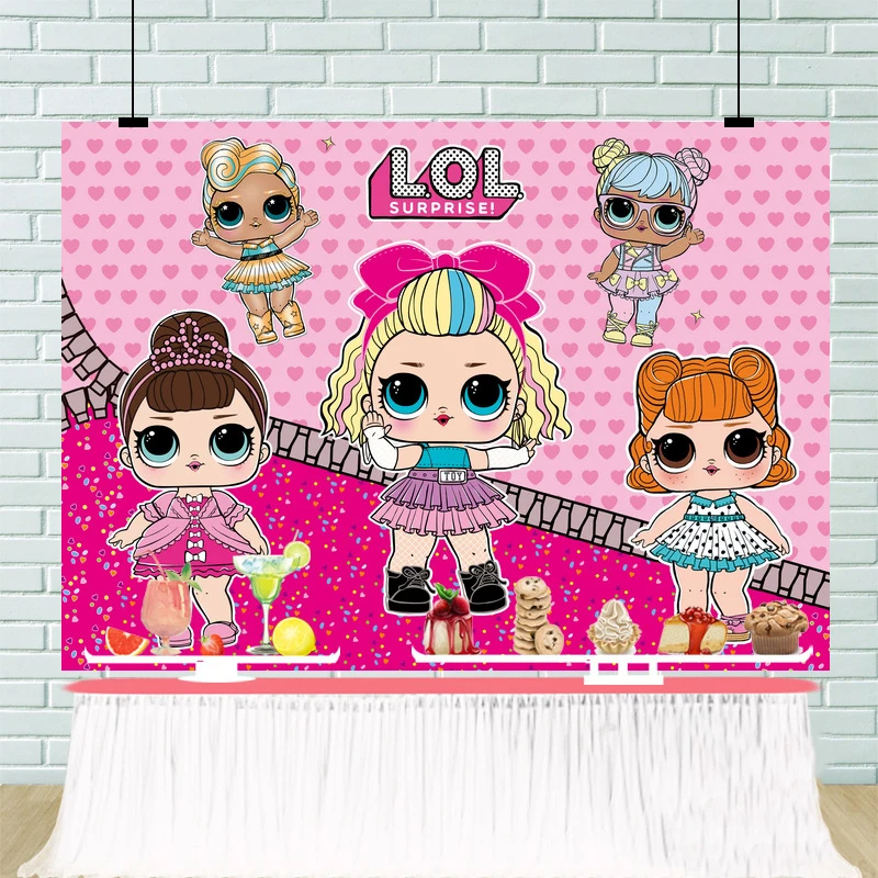 

LOL surprise dolls Cartoon Character Backdrop for Photography lols Dolls Background for girl's Birthday Party gifts Decoration