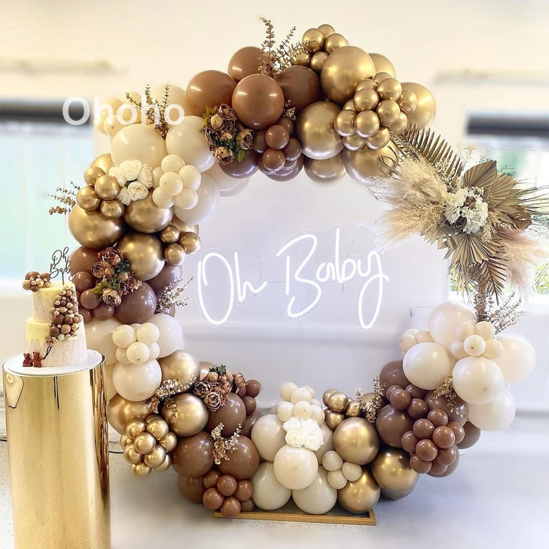 

Коричневая бежевая гирлянда с воздушными шарами, украшение для вечеринки в честь второго дня рождения ребенка, украшение для свадьбы, юбиле...