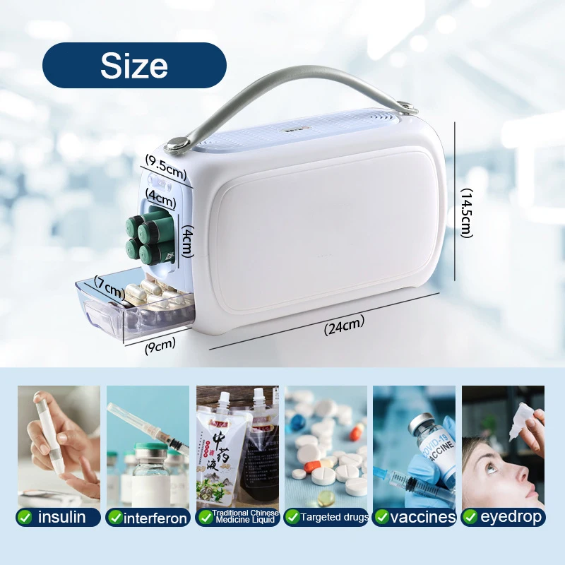 

Mini Insulin Refrigerated Box Portable Drug Storage Box Medicines Vaccines Interferon Portable Refrigerated Containers
