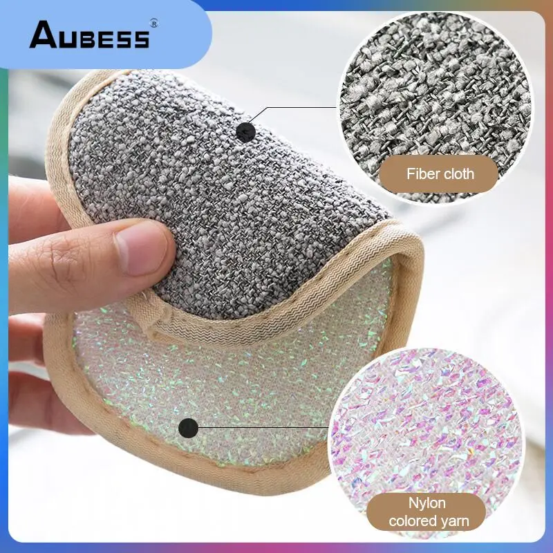 

Cleaning Brush Double Sided Reusable Scouring Pad Decontamination No Scraping Dishcloth Kitchen Tool Dish Cleaning Sponge