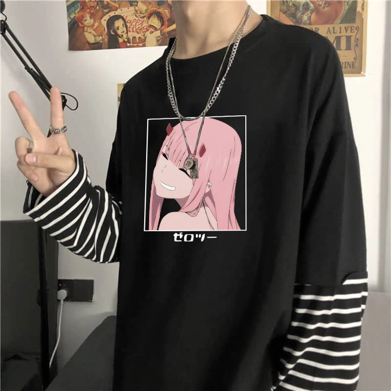 Футболка в стиле Харадзюку с изображением аниме Дарлинг во Фране две поддельные