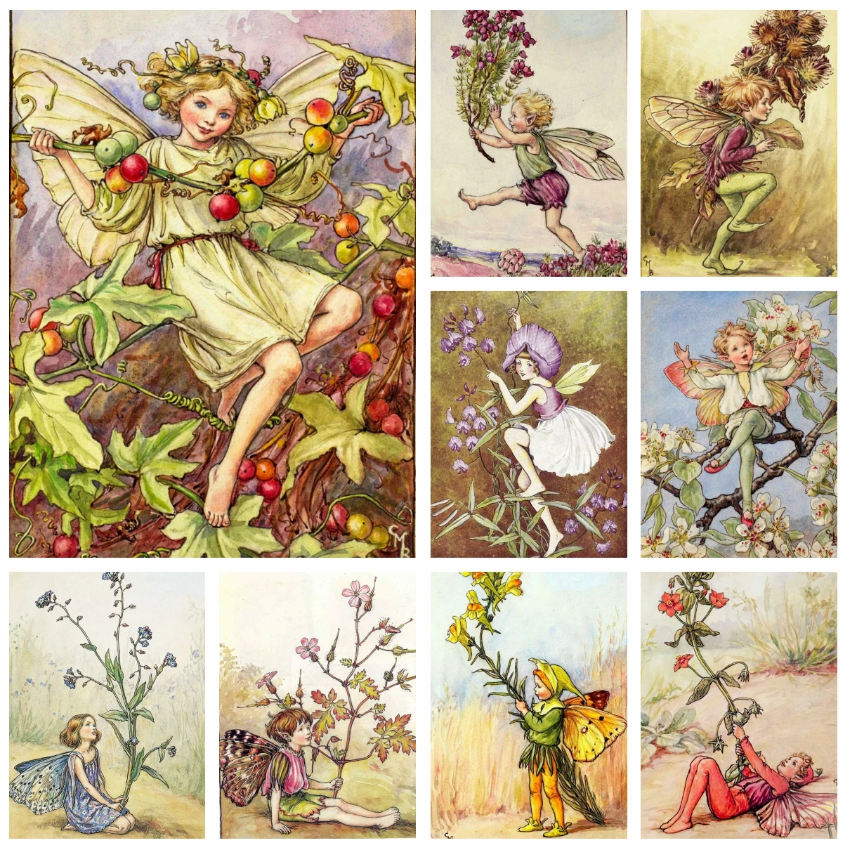 

Famous Painter Cicely Mary Barker Art Diamond Painting Children Flower Fairy Cross Stitch Embroidery Picture Mosaic Home Decor