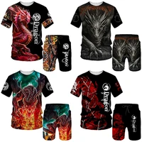 summer 3d printed mens t shirt shorts set dragon graphics men sportswear tracksuit o neck short sleeve cool mens clothing