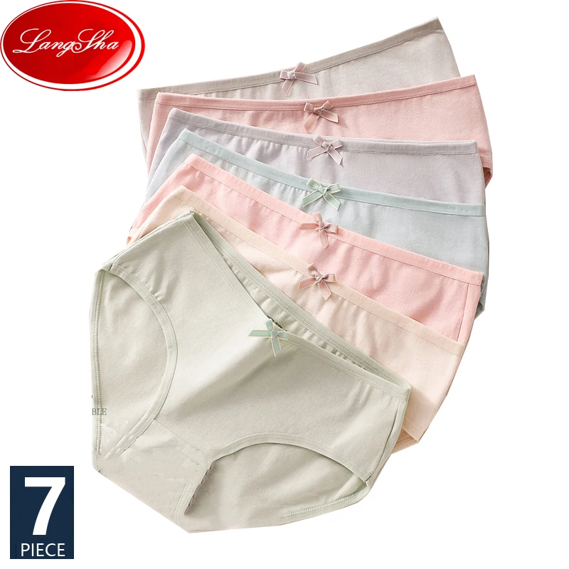 

7Pcs Pure Cotton Panties Women Breathable Underwear Cute Girls Briefs Solid Panty Soft Underpants Female Seamless Sexy Lingerie