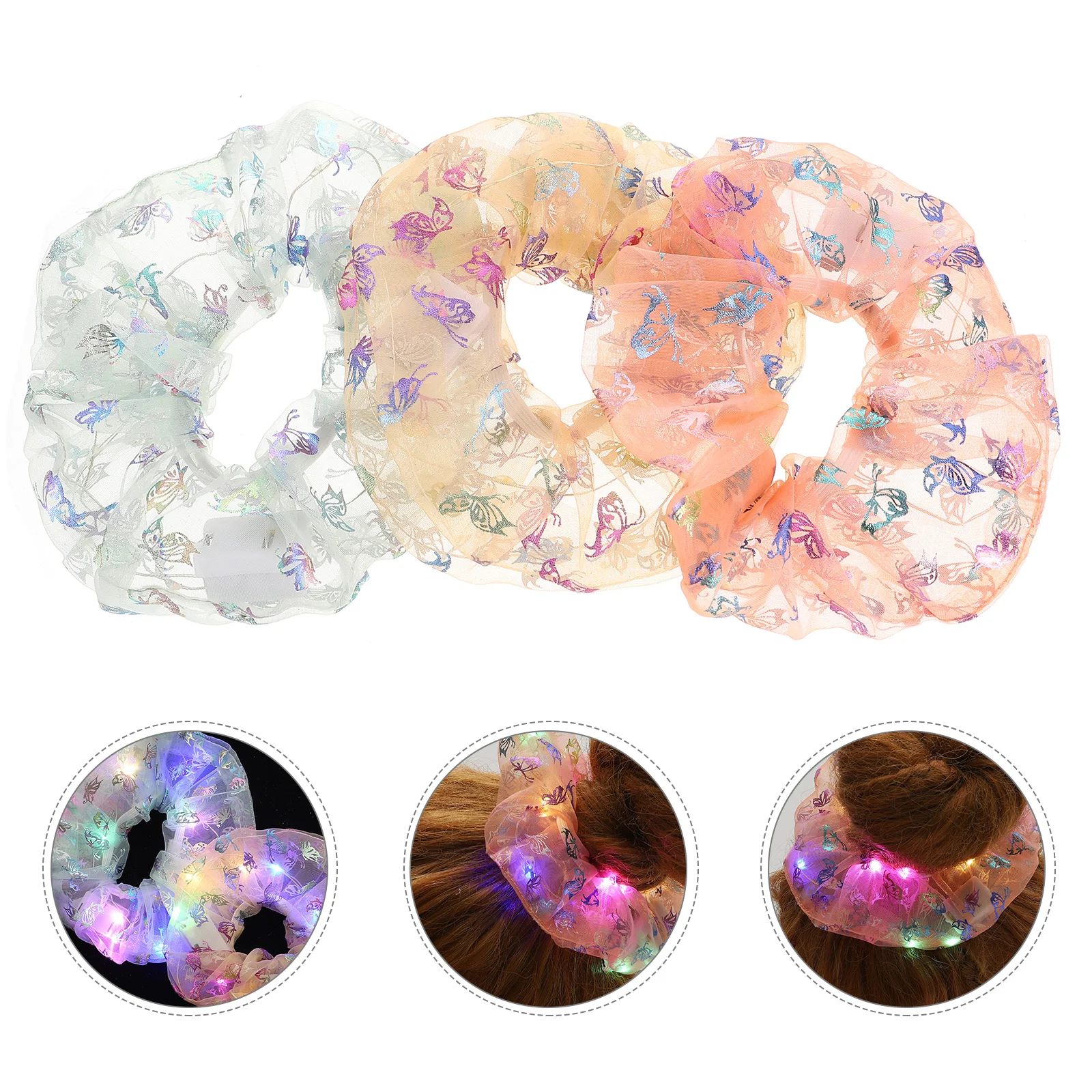 

Hair Scrunchies Accessories Neon Glowthe Dark Girls Ties Festivalfavors Party Uplight Led Cool