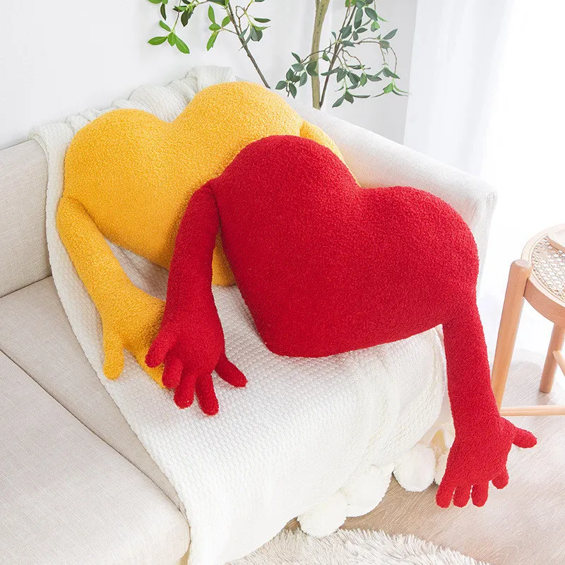 

Creative Special Shaped Red Love Heart Pillow Modern Sofa Living Room Hearts With Long Arms Abstract Cushion Hug Throw Pillow