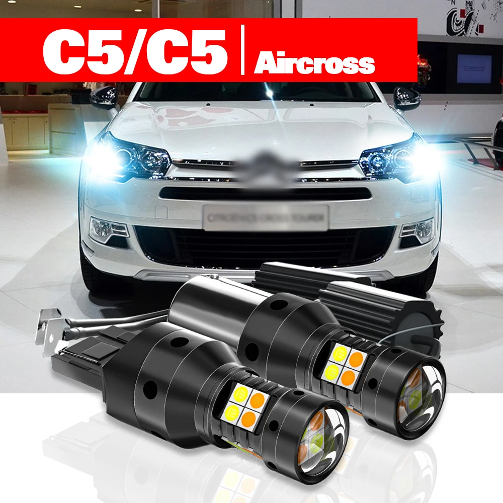 

For Citroen C5 2001-2014 Aircross 2018-2020 Accessories 2pcs LED Dual Mode Turn Signal+Daytime Running Light DRL 2004 2008 2014