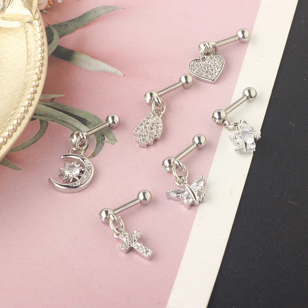 

1PCS Cross Ear Tragus Piercing Earring Stud Barbell Crystal Cartilage Stud Earring Helix Piercing Daith Jewelry Rook Conch Stud