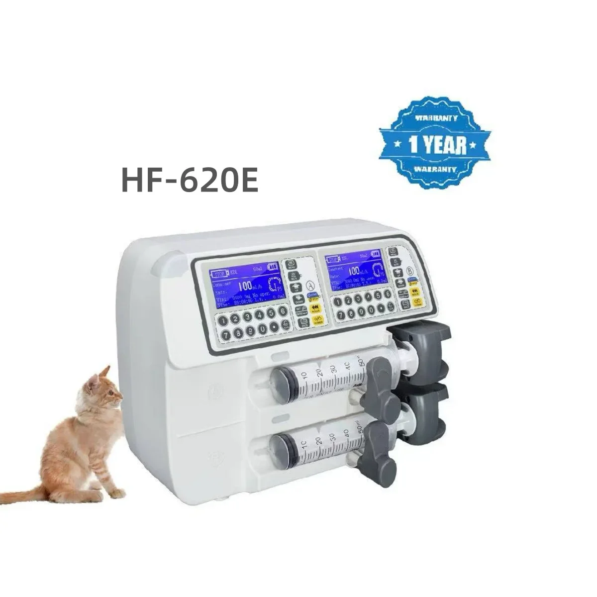 Фото Ветеринарный шприцевой насос HF-610 для внутривенных инфузий у мелких животных, одинарный и двойной насосы №1