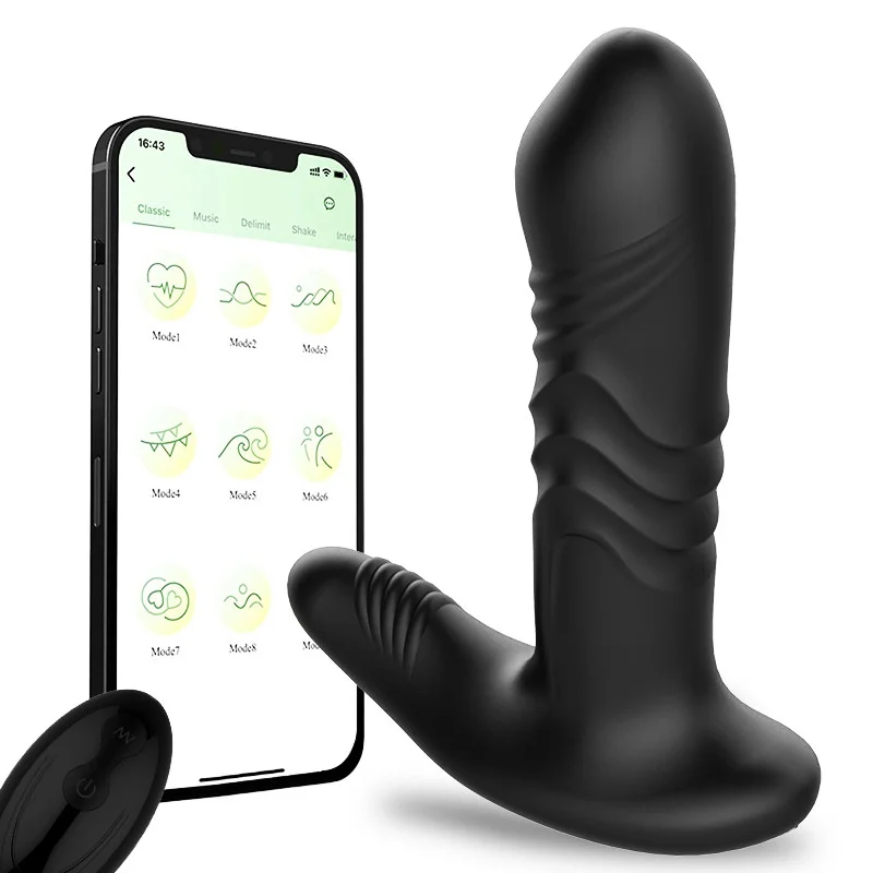 

APP Wireless Remote Control Telescopic Vibration Silicone Anal Butt Plug Vibrator for Men Masturbation Prostate Massage Climax