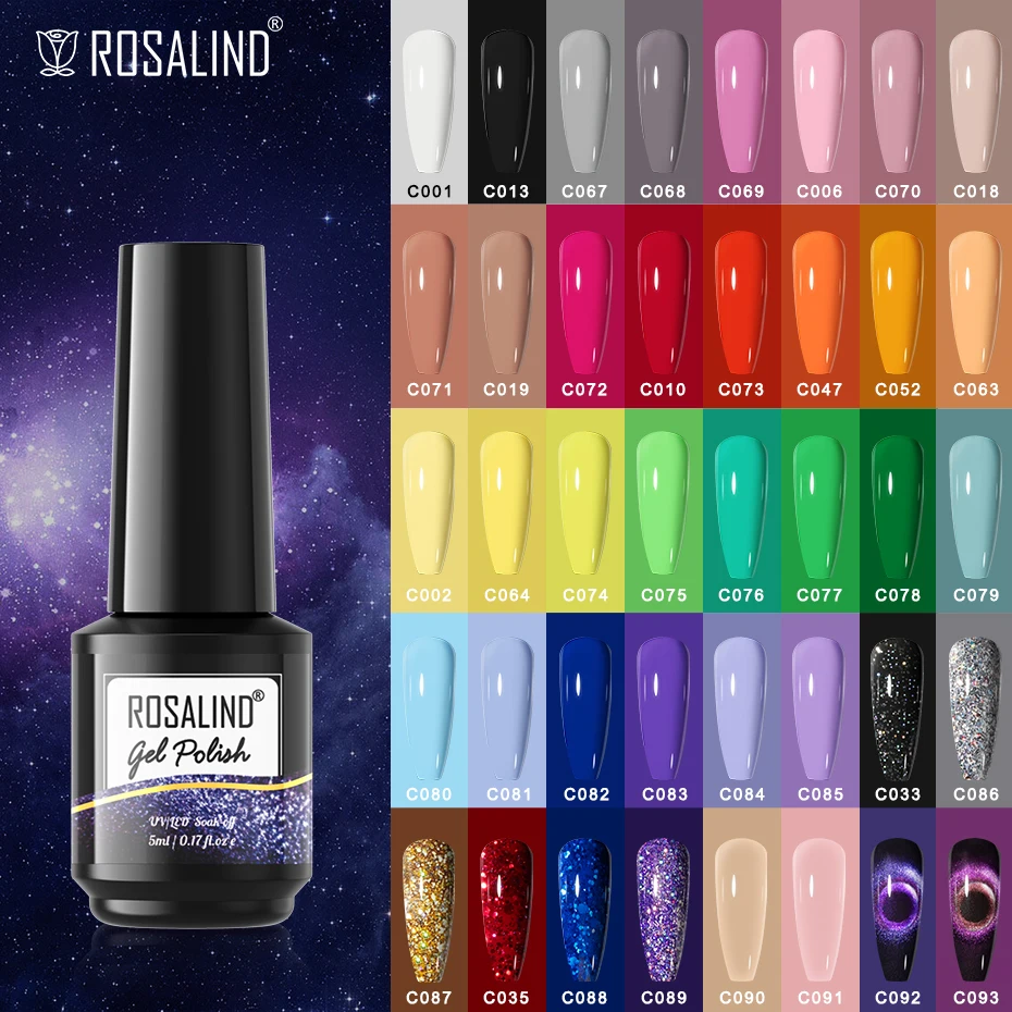 

ROSALIND 7ML 80 Colors Nail Gel Polish Need UV/LED For Nail Arts Base and Top Coat Gel polish Varnish Semi Permanent Vernis
