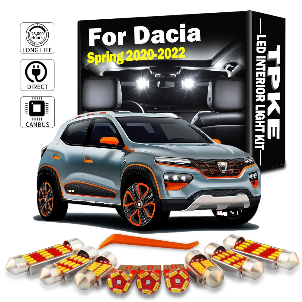 

TPKE 7Pcs LED Interior Map Dome Trunk Light Kit For Dacia Spring 2020 2021 2022 Car Accessories Led Bulbs Canbus No Error