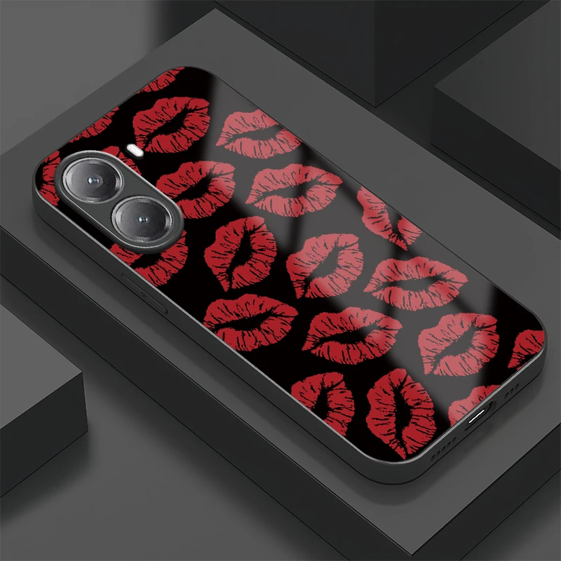 Фото Роскошный противоударный чехол для телефона Xiaomi Poco X7 Pro X3 NFC X3 Pro X6 X5 X4 GT, чехол-бампер из закаленного стекла с рисунком губ и поцелуем №1