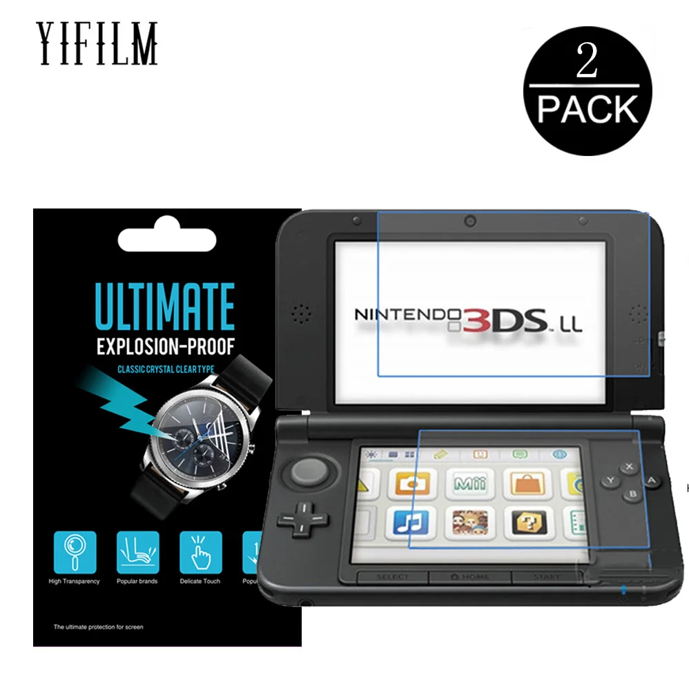 

2 шт., Взрывозащищенная защитная пленка для Nintendo 3DS LL XL