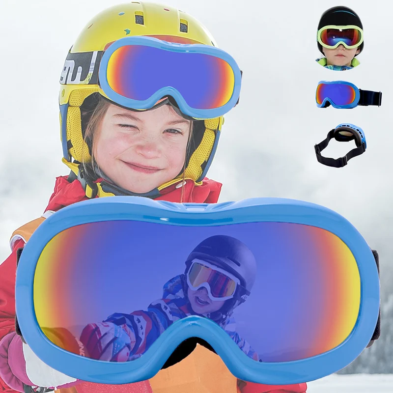

Kids Anti-Fog Ski Goggles Double Layer Anti-Fog Lenses UV400 Anti-Fog Mask Glasses Ski Girls Boys Snowboard Goggles