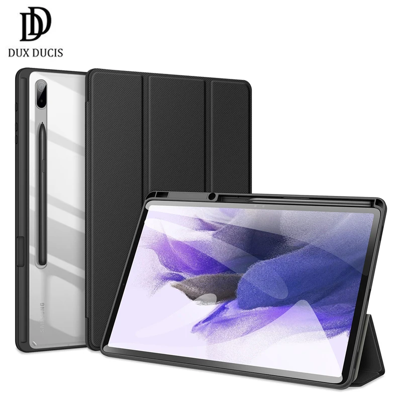 

For Samsung Galaxy Tab S8 Ultra Case Smart Cover with Pencil Holder Flip Leather Transparent PC Case Tab S8 Plus S7 FE Dux Ducis