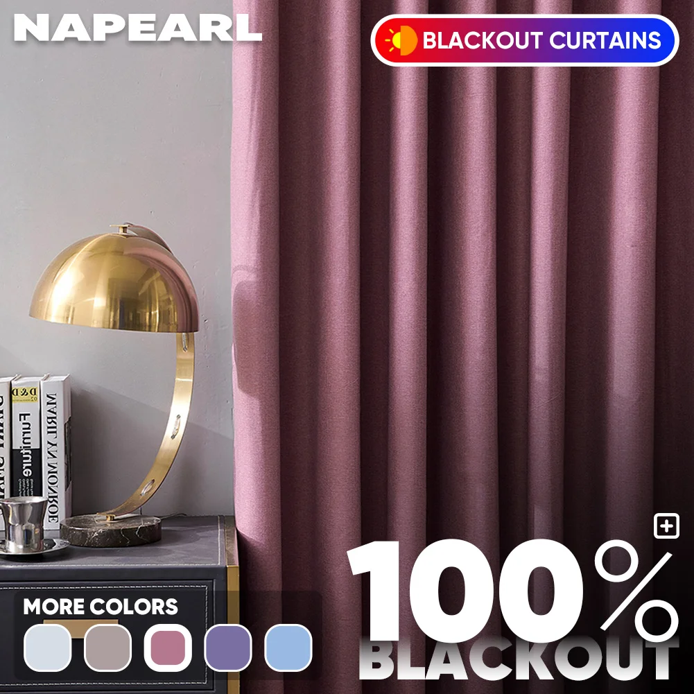 

Solid Color 100% Blackout Curtains For Living Room Bedroom Blinds Curtains Custom Door Made Finished Modern Drapes